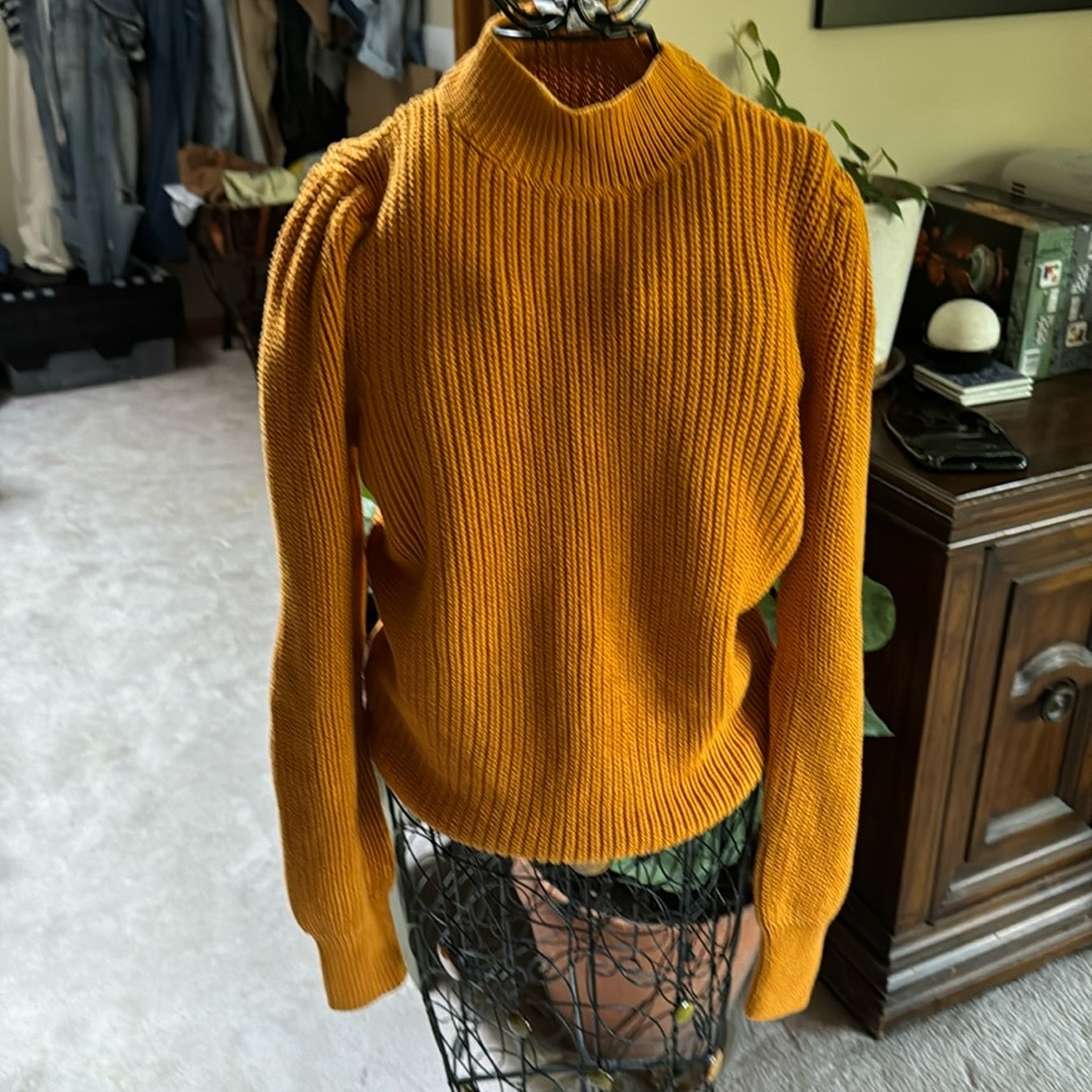 525 America Mock Turtleneck, Crew Neck Sweater with Puffed Sleeves. XS